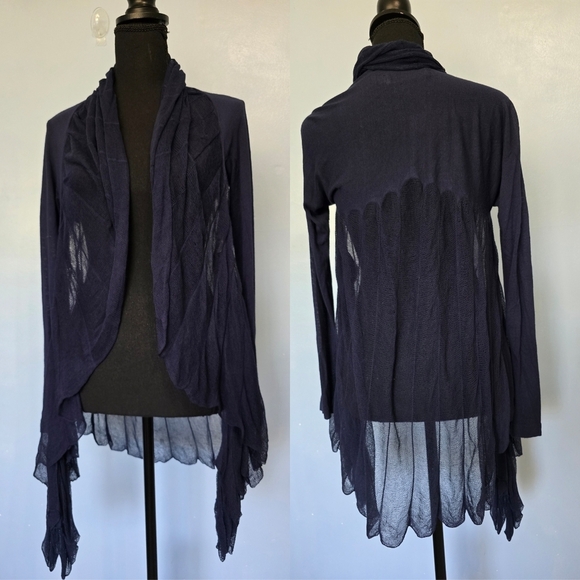Anne Fontaine Drape Open Front Cardigan Blue Size 36 US 0-2